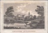 124048 EMPINGHAM (RUTLAND) CIRCA 1820 PRINT AND 1930'S POST CARD.