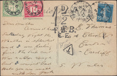 124069 1921 UNDERPAID MAIL FRANCE TO CARDIFF.