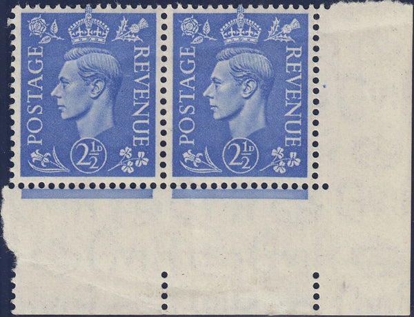 124131 1941 2½D LIGHT ULTRAMARINE (SG489) DOUBLE STRIKE OF PERFORATION.