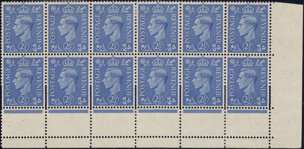 124135 1941 2½D LIGHT ULTRAMARINE (SG489) DOUBLE STRIKE OF PERFORATION COMB.