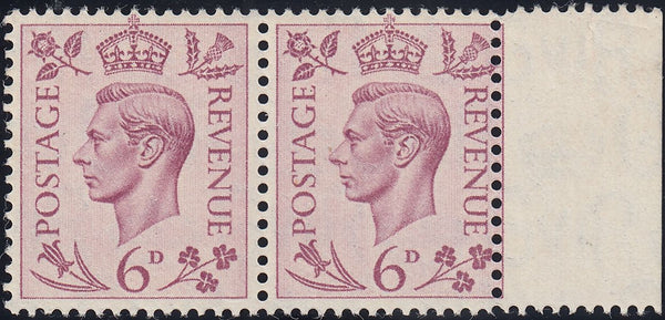 124252 1939 6D PURPLE (SG470) 'NARROW STAMP' DUE TO PERFORATION ADJUSTMENT.