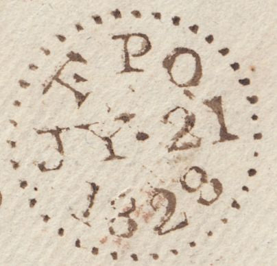 124406 1828 MAIL BRUSSELS TO LONDON WITH 'F.P' FOREIGN OFFICE HAND STAMP (L559).