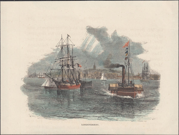 124440 CIRCA 1870 COLOURED PRINT OF LONDONDERRY.