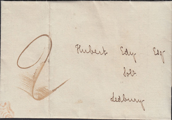 124443 1840 UNPAID LETTER GLOUCESTER TO LEDBURY WITH SMALL PART RED MALTESE CROSS.