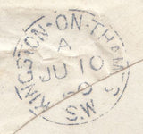 124462 1860 MAIL SOUTHAMPTON TO KINGSTON ON THAMES WITH 'KINGSTON-ON-THAMES' DATE STAMP.