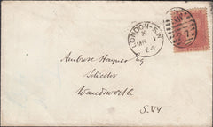 124465 1864 MAIL USED IN LONDON WITH 'KINGSTON-ON-THAMES' DATE STAMP.