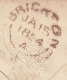 124467 1854 MAIL LONDON TO BRIGHTON WITH 'KINGSTON' TYPE 2 STRAIGHT LINE HAND STAMP.