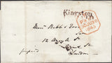 124486 1845 MAIL KINGSTON TO LONDON WITH 'KINGSTON/1D PAID' HAND STAMP.