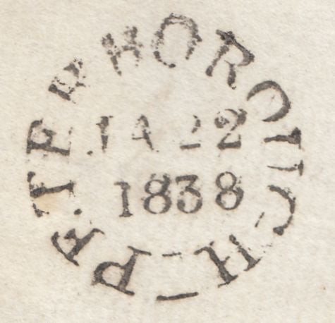 125101 1838 MAIL PETERBOROUGH TO ST. ALBANS WITH THREE LINE 'PETER-/-BOROUGH/PENNY POST' HAND STAMP (NN197).