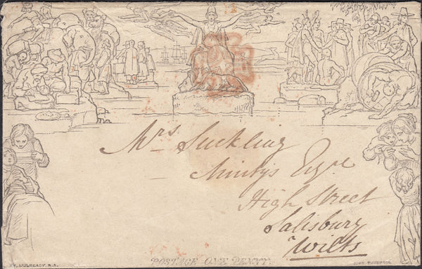 125125 1840 1D MULREADY ENVELOPE BUNGAY (SUFFOLK) TO SALISBURY USED MAY 28TH 1840.