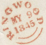 125140 1845 MAIL RINGWOOD TO LONDON WITH 'RINGWOOD/PENNY POST' HAND STAMP (HA1122).
