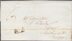 125162 1837 MAIL SOUTHEND TO SOUTHWARK WITH 'ROCHFORD/PENNY POST' HAND STAMP (EX364).
