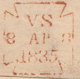 125169 1835 MAIL LONDON TO LITTLE THURROCK, ESSEX WITH 'ROMFORD/PENNY POST' HAND STAMP (EX399).