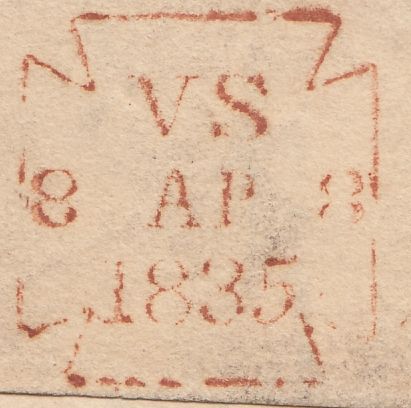 125169 1835 MAIL LONDON TO LITTLE THURROCK, ESSEX WITH 'ROMFORD/PENNY POST' HAND STAMP (EX399).