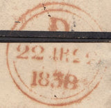 125174 1838 MAIL DOCKING HALL, NORFOLK TO WINCHESTER WITH 'ROUGHAM/PENNY POST' HAND STAMP (NK338).
