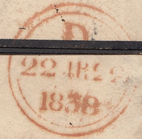 125174 1838 MAIL DOCKING HALL, NORFOLK TO WINCHESTER WITH 'ROUGHAM/PENNY POST' HAND STAMP (NK338).