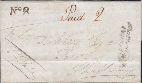 125192 1836 MAIL HENSTRIDGE (SOMS) TO SHAFTESBURY WITH 'SHAFTESBURY/PENNY POST' HAND STAMP (DT458).