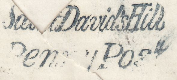 125195 1851 MAIL EXETER TO WELLINGTON (SOMS) WITH 'SAINT DAVID'S HILL/PENNY POST' HAND STAMP (DN1170).