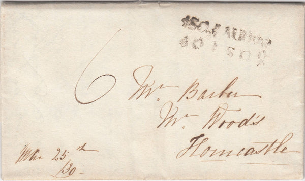 125248 1839 MAIL SWINESHED TO HORNCASTLE WITH 'SWINSHEAD' TYPE 'F' HAND STAMP (LI1039).