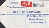 125302 1964 HIGH VALUE PACKET (HVP) REGISTERED LABEL LONDON TO EDINBURGH WITH £1 CASTLE ISSUE.