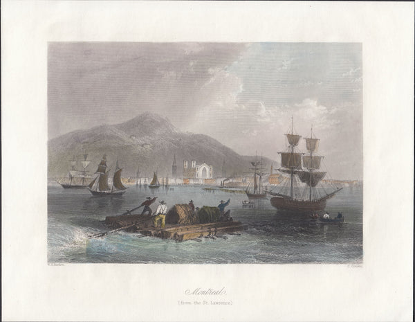 125318 CIRCA 1840 COLOURED PRINT OF MONTREAL.