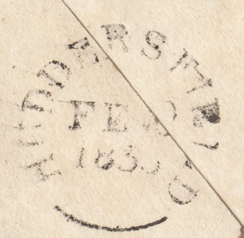 125342 1835 MAIL LOCKWOOD, NEAR HUDDERSFIELD TO HALIFAX WITH 'HUDDERSFIELD/PENNY POST' HAND STAMP (YK1498).
