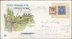 125381 1972 MAIL CROYDON TO PURLEY WITH KGVI 2½D ULTRAMARINE POSTAL STATIONERY CUTOUT.