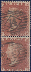 125391 1855 DIE 2 1D PL.15 S.C.14 (SG24) VERTICAL PAIR LETTERED MC NC.