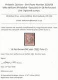 125407 1855 DIE 2 1D PL.15 S.C.14 (SG24)(GG) MATCHED WITH L.C.14 PRINTING (SPEC C6).