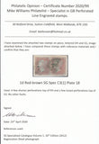 125408 1855 DIE 2 1D PL.18 S.C.14 (SG24), TWO EXAMPLES ON SMALL PIECE LETTERED DH AND EG.