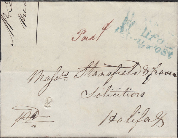 125424 1838 MAIL UNDERBANK TO HALIFAX WITH 'HALIFAX/PENNY POST' HAND STAMP (YK1213).