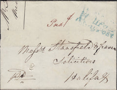 125424 1838 MAIL UNDERBANK TO HALIFAX WITH 'HALIFAX/PENNY POST' HAND STAMP (YK1213).