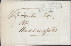125426 1837 MAIL HALIFAX TO HUDDERSFIELD WITH 'HALIFAX/PENNY POST' HAND STAMP (YK1213).
