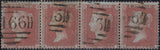 125448 1855 DIE 2 1D PL.19 S.C.14 (SG24) HORIZONTAL STRIP OF FOUR.