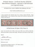 125493 1855 DIE 2 1D PL.21 S.C.14 (SG24) USED 'STRIP' OF SIX.