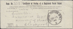 125513 1942 'EUSTON STATION M.W.1/3' DATE STAMP ON CERTIFICATE OF POSTING LABEL.