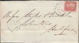 125542 1857 DIE 2 1D PL.49 PALE ROSE ON TRANSITIONAL PAPER (SPEC C9(4)(KL) ON COVER WAKEFIELD TO HALIFAX.