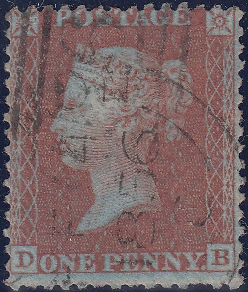 125560 1855 DIE 2 1D PL.19 ON VERY BLUED PAPER S.C.14 (SG24a)(DB).