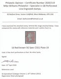 125560 1855 DIE 2 1D PL.19 ON VERY BLUED PAPER S.C.14 (SG24a)(DB).
