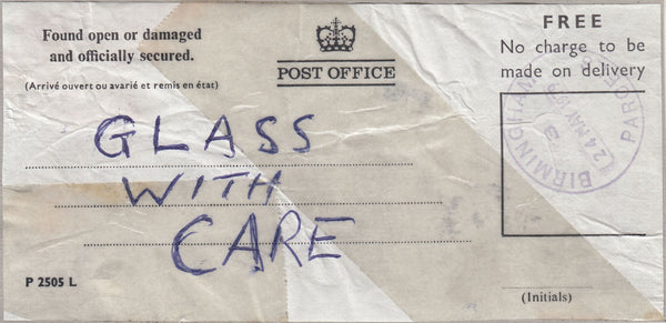 125578 1903 MAIL USED LOCALLY IN BIRMINGHAM 'FOUND OPEN' AND SEALED WITH 'BIRMINGHAM/CROWN' SEAL AND 'FOUND OPEN AND/RESEALED AT BIRMINGHAM' INSTRUCTIONAL.