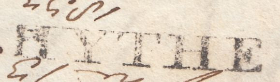 125596 1833 MAIL HYTHE (KENT) TO HAMPSTEAD WITH MANUSCRIPT 'MIFSENT TO WHETSTONE'.