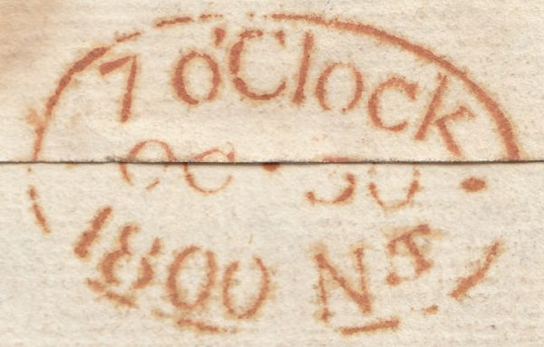 125633 1800 MAIL USED IN LONDON WITH 'RICHMOND/UNPAID/PENNY POFT' RECEIVER'S HAND STAMP IN BLACK (L447).