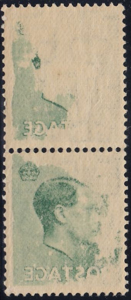 125635 1936 KEDVIII ½D (SG457) VARIETY OFFSET ON REVERSE, VERTICAL PAIR.