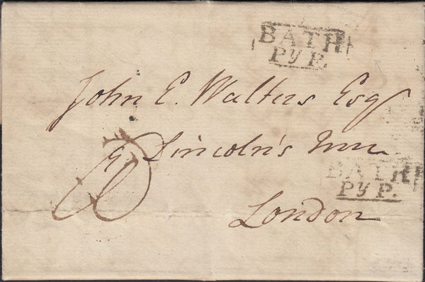 125656 1829 MAIL BATH TO LONDON WITH 'BATH/PY P.' HAND STAMP (SO140).