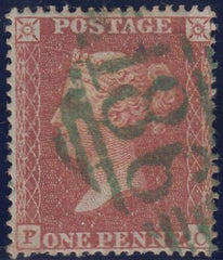 125694 1855 DIE 2 1D PL.15 S.C.16 (SG21)(PC) WITH '186' NUMERAL OF DUBLIN IN GREEN (SPEC C1vc).