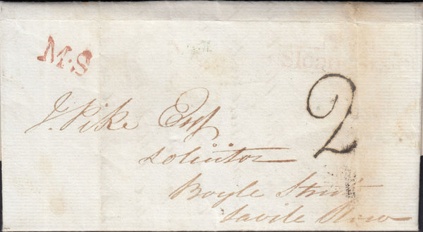 125707 1833 TURNED LETTER USED IN LONDON WITH 'M.S' MISSORTED HAND STAMP (L563).