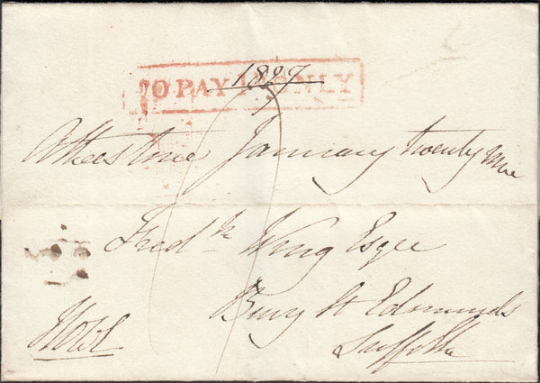 125765 1827 FREE MAIL ATHERSTONE (WARKS) TO BURY ST EDMUNDS WITH 'ATHERSTONE/P.Y POST' HAND STAMP (WA30).