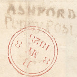 125767 1828 MAIL ASHFORD (KENT) TO NEWARK WITH 'ASHFORD/PENNY POST' HAND STAMP (KT36).