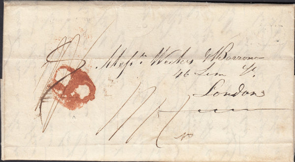 125768 1831 ENTIRE BUCKFASTLEIGH (DEVON) TO LONDON WITH 'ASHBURTON/PY P.' HAND STAMP (DN21).