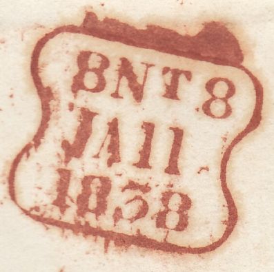 125784 1838 MAIL ISLINGTON TO BISHOPS STORTFORD WITH THREE LINE 'BISHOPS/STORTFORD/PENNY POST' HAND STAMP (HE121).
